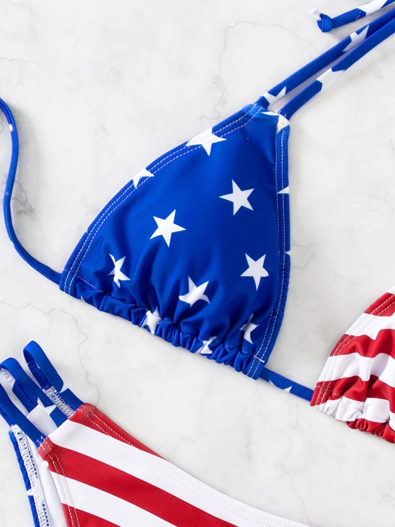 Summer Beach American Flag Print Bikini Set Halter Triangle Bra & Bikini Bottom 2 Pieces Bikini 4Th of July Bikini Set for Summer Beach
