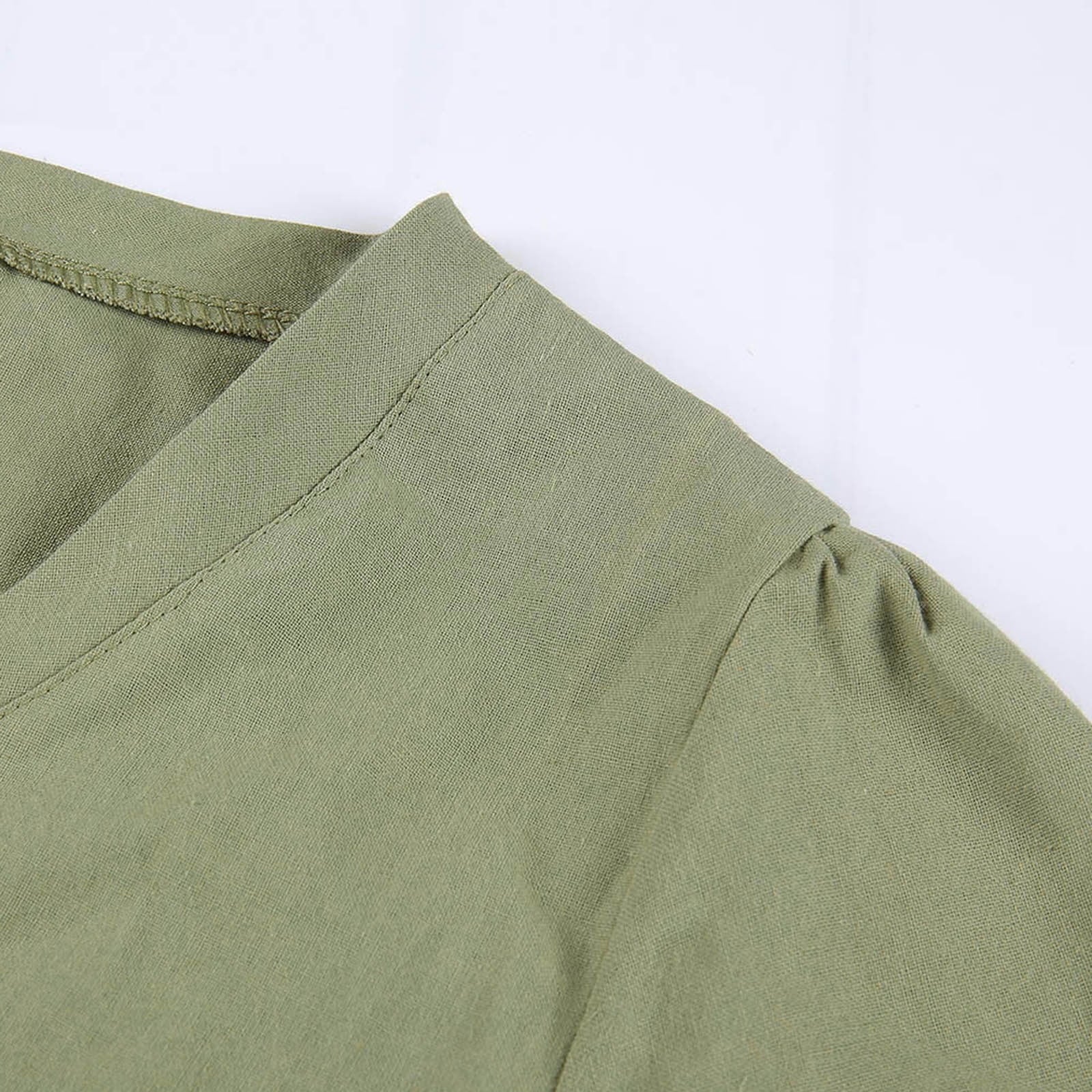 for Women,Fashion Women Loose V-Neck Summer Solid Short Sleeve Cotton and Linen Dress