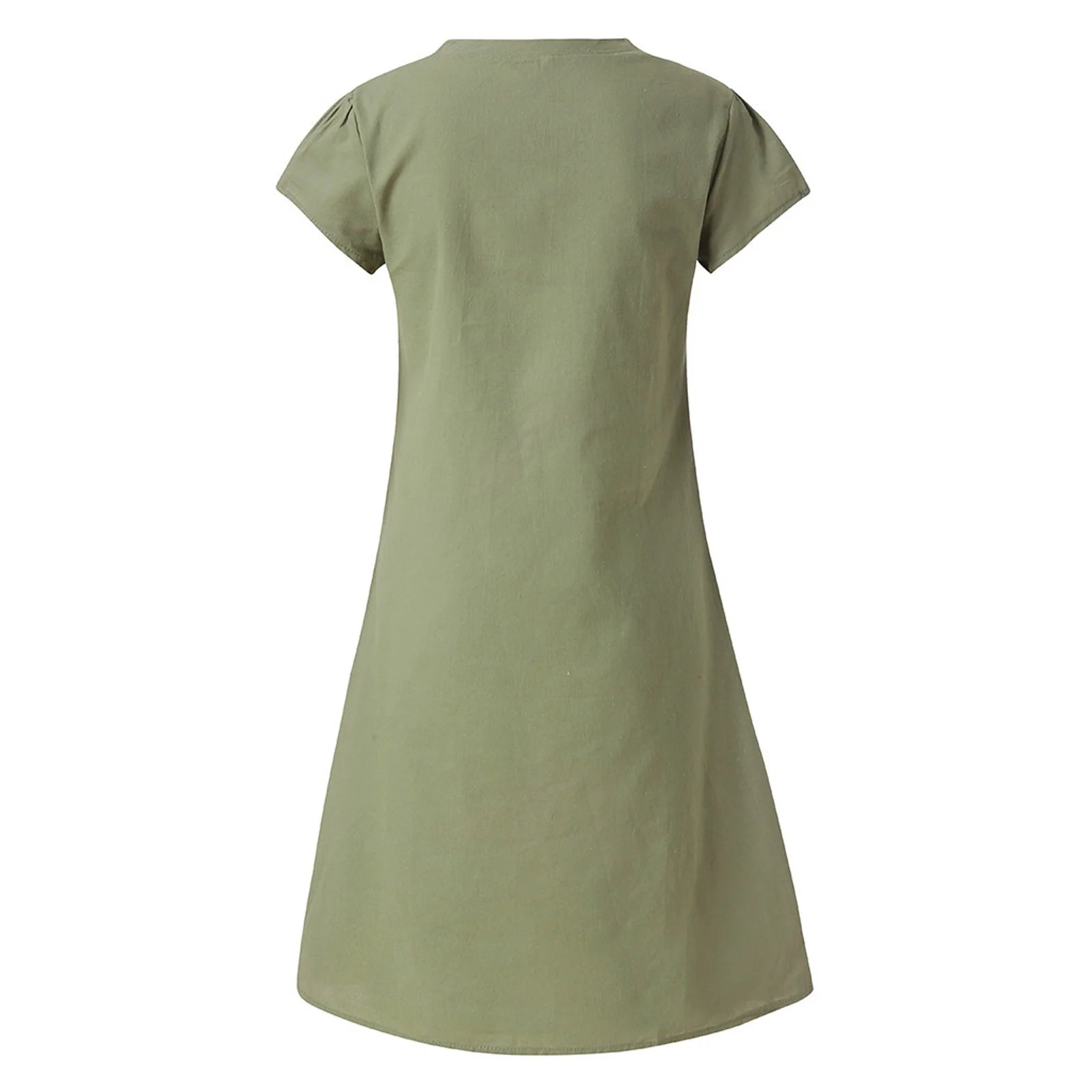 for Women,Fashion Women Loose V-Neck Summer Solid Short Sleeve Cotton and Linen Dress